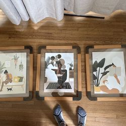 Wood and Metal Wall Frames w/ Prints