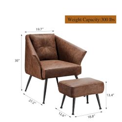 Accent Chair With Ottoman Leather