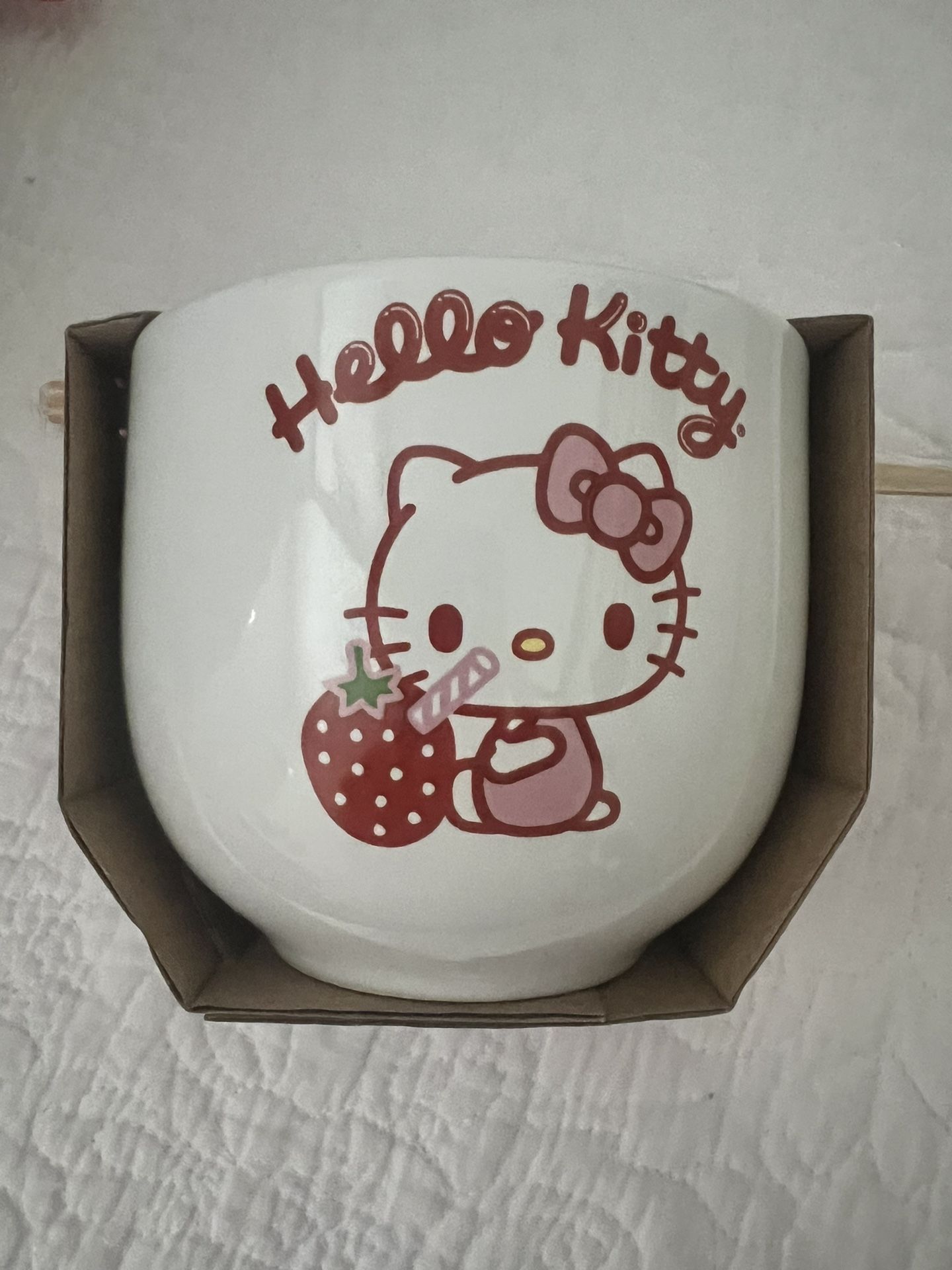 Hello Kitty Ceramic Bowl With Chopsticks (Ramen Bowl)
