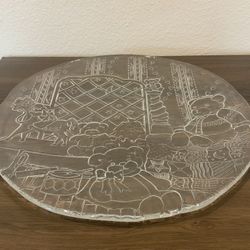 CUTE CRYSTAL CHRISTMAS ROUND TRAY/PLATTER-15”