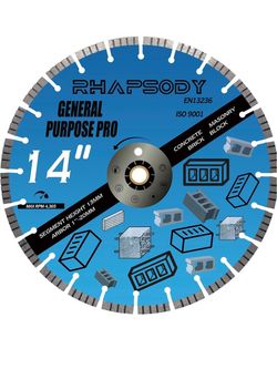14 Inch Diamond Concrete Saw Blade, Turbo Segmented Blade General Purpose Blade Dry/Wet Cutting Concrete, Reinforced Concrete, Masonry, Brick, Block,1