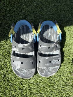 Crocs Kids Clogs Sandals C13 Grey Camo Blue green Straps