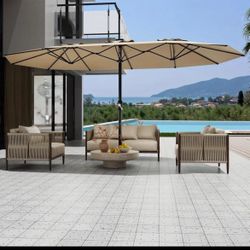 13 foot double-sided rectangular umbrella