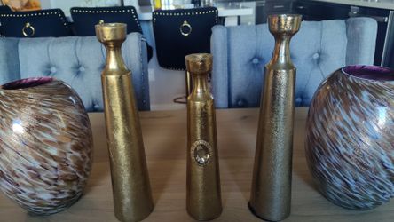 Gold Heavy Metal Candlestand Set Of3