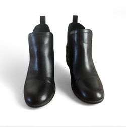 Black leather ankle boots