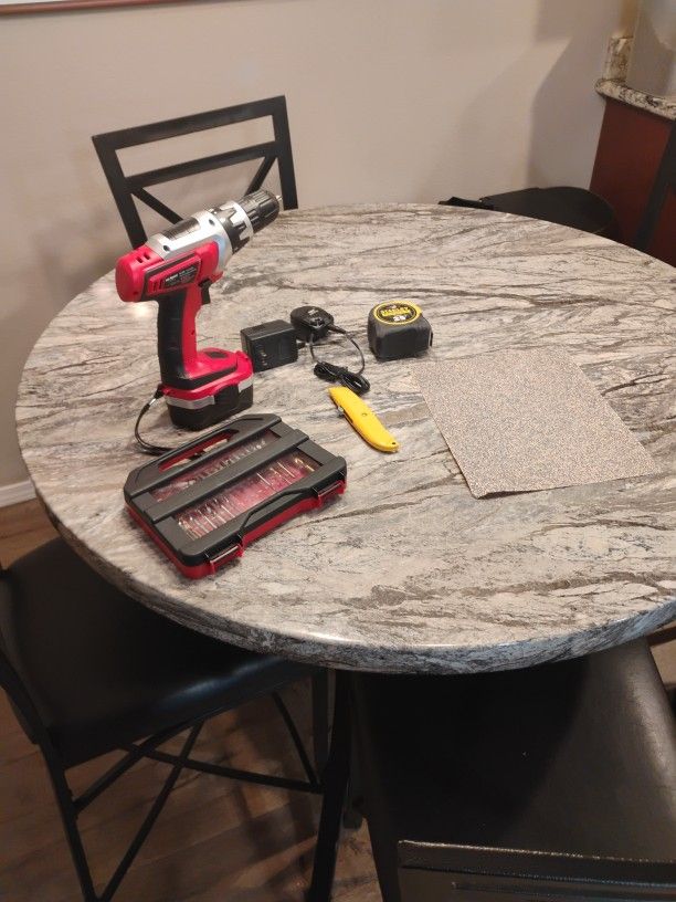 Drill & Drill Bit Set, Tool Set, Exacto Blade, Tape Measure, Sandpaper