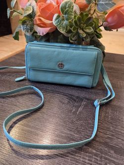 Turquoise Wallet/ Crossbody Bag Leather