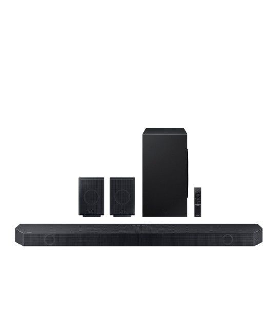 Samsung - Q-990C 11.1.4 ch. Wireless Dolby Atmos Soundbar + Rear Speakers w/Q-Symphony-Titan Black