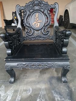 Beautiful vintage Chinese carved wooden armchairs