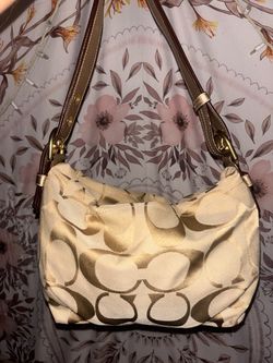 Vintage Y2K Coach beige monogram hobo shoulder bag style #F15068