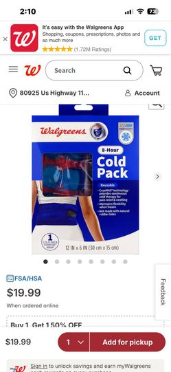 Walgreens 8-Hour Reusable Cold Pack with Wrap