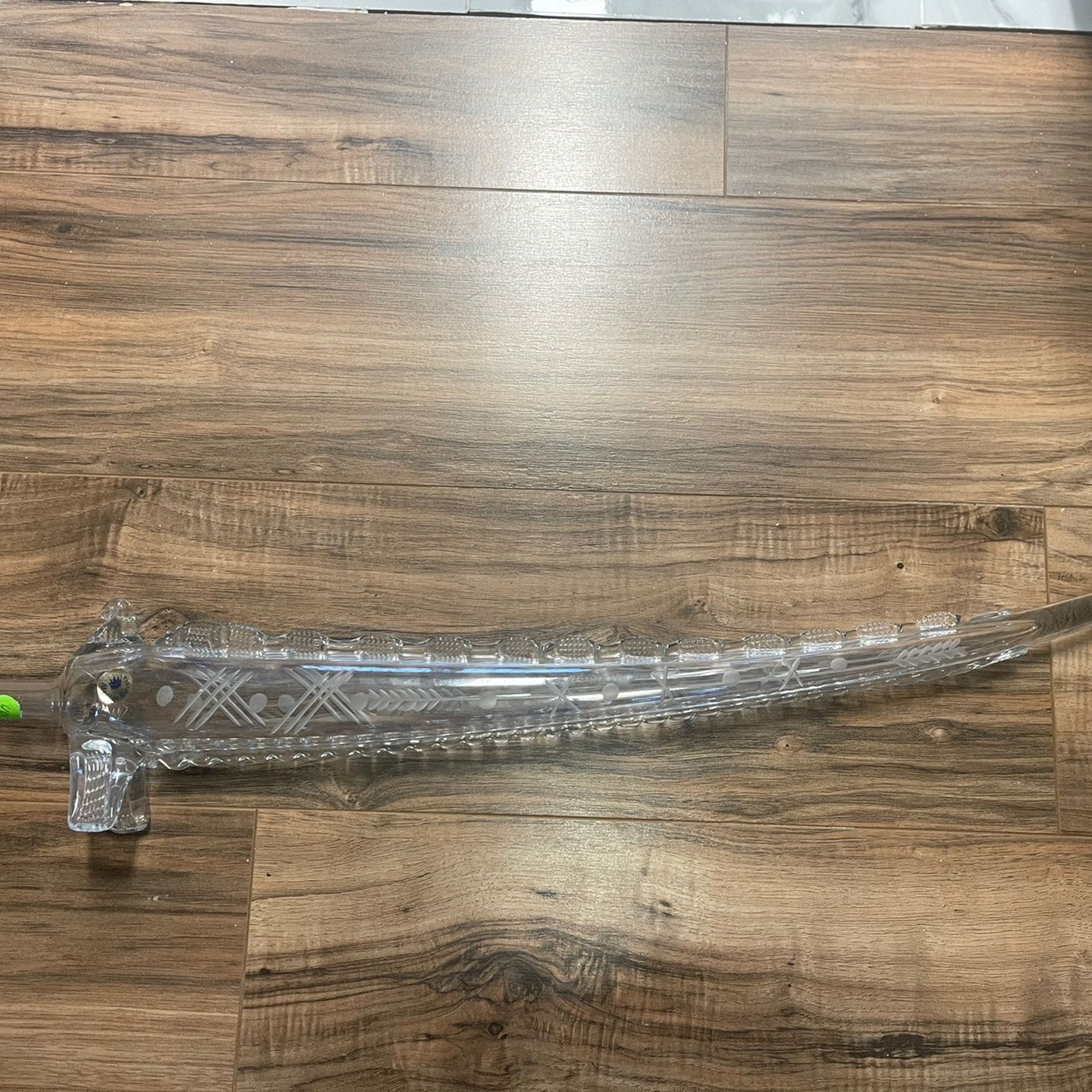 Exceptional Russian art cut glass sword brandy decanter. Made In Russia. Great For Table Decorations too.
