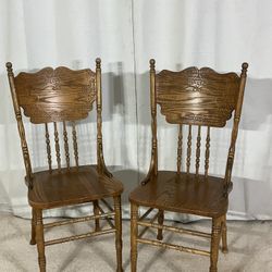 Handsome Pair Of Pressed Back Dining Chairs (2)