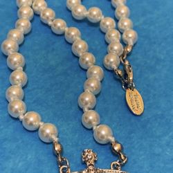 VW Necklace Ufo Silver Chocker Pearl  Collar Saturn 