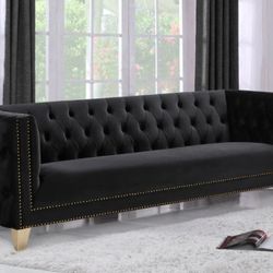 Michelle Velvet / Iron Black Sofa

