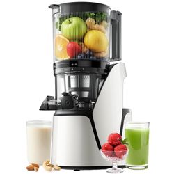 EanOruus Juicer Machines, 3-In-1 Cold Press Juicer With 6.5" Extra Large Chute, 100oz Large Capacity, AC Motor, Makes Juice, Nut Milk & Sorbet, Bright