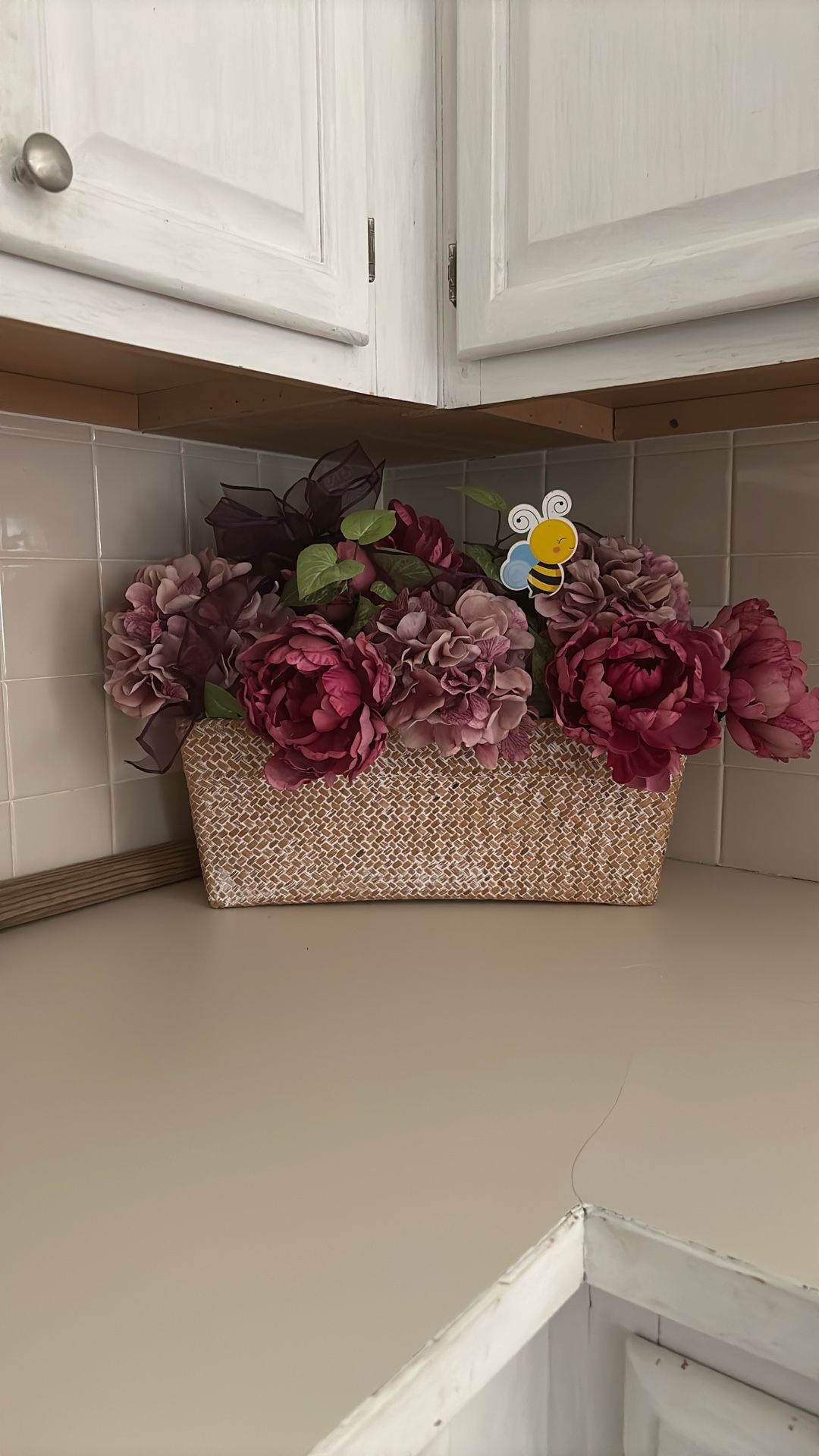 Faux flowers In Basket 