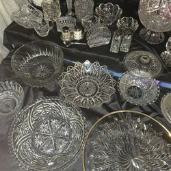 Lead Crystal Clear Serving Dishes, Bowls, Plates, Ashtrays, Shakers,...