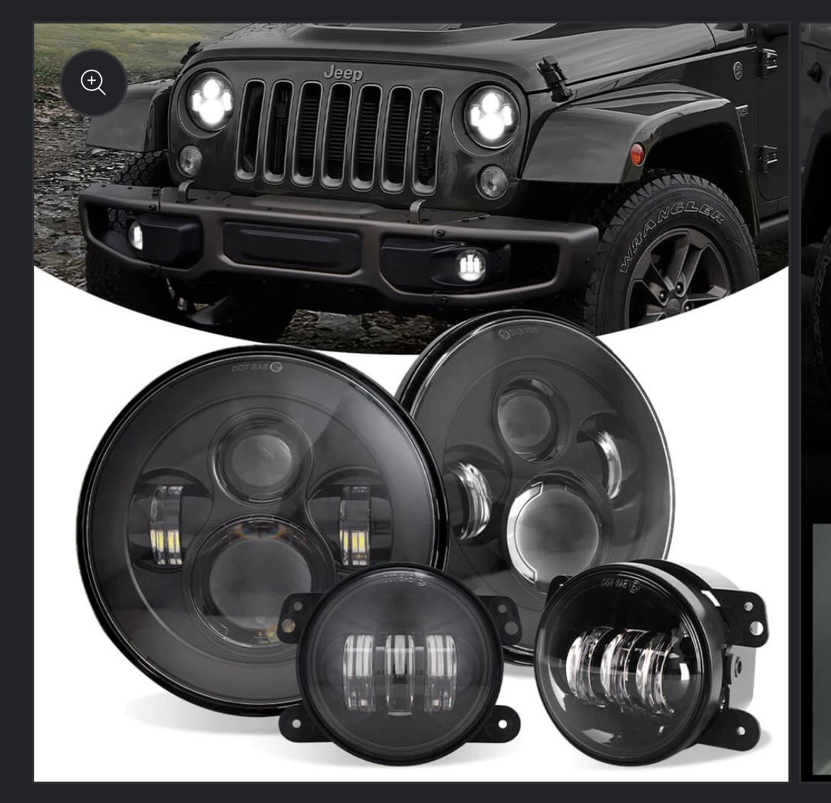 Set Of Black Headlights And Fog Lights Led Fit Jeep Wrangler JK