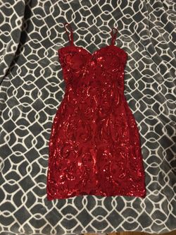 red sequins mini dress