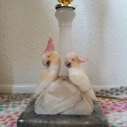 Vintage Alabaster/Marble Cockatiel Lamp 