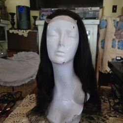 Human Hair Lace Front Wig Wavy Brown Hair 