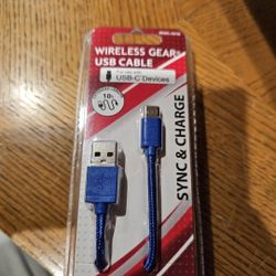 Wireless Gear 10 ft sync/charge Blue cable for USB-C Devices