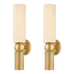 NY: Corbett Lighting Pair of Ronda Light Wall Sconce – Vintage Brass