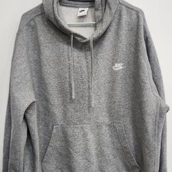 Nike Gray Pullover Hoodie Sweatshirt Small Swoosh Logo Long Sleeve Pockets 1X