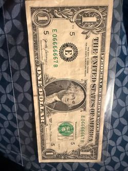 Six Same Digits Dollar Bill (666666)