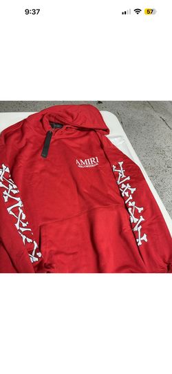 AMIRI Red Hollywood CA Logo Graphic Print Pullover Hoodie Men's XL
