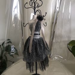 Doll, Black Evening Dress Jewelry Stand Holder 16 Inches Tall