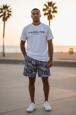 VADALINE paisley grey shorts