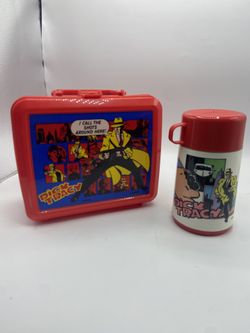 Vintage Plastic Lunchbox Dick Tracy With Thermos 
