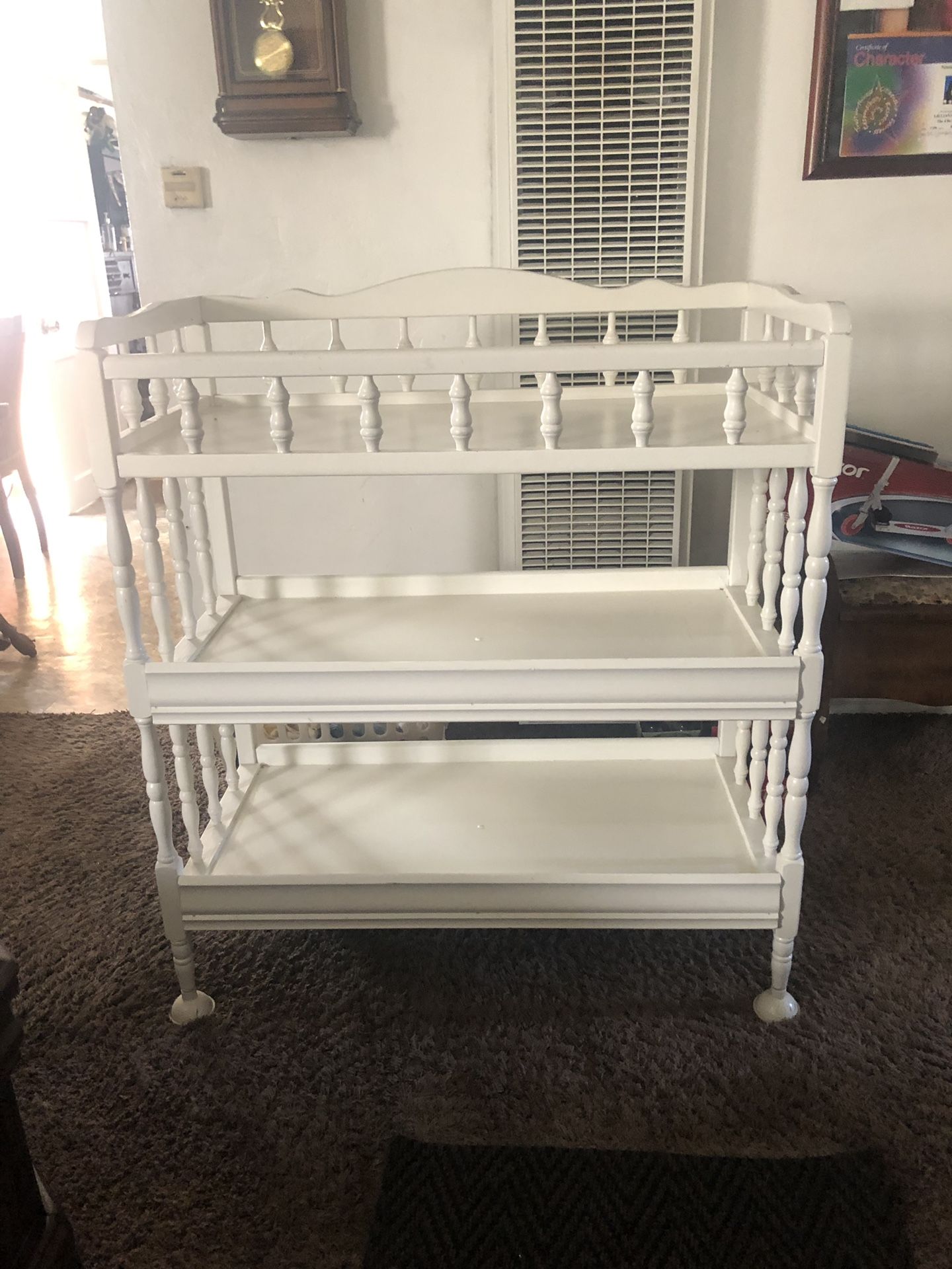 solid white wood baby changing table