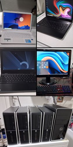 Selling all these Computers for $450. Good working condition.
- 4 Hp Desktop Computers Windows 10. AMD Athlon CPU processor. 4gb ram and 250 gb h