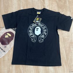 Chrome heart Bape tee size small 40$