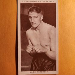 EX Authentic 1938 Churchman's Cigarettes Jack Petersen Boxing Tobacco Card #32