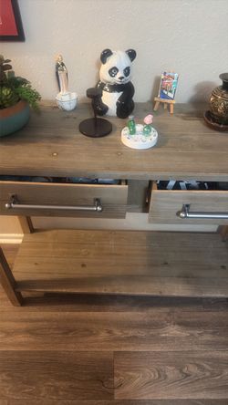 Rustic Wood Console Table with Drawers