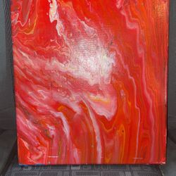 SALE* “Solar Flair” - poured acrylic on stretched canvas