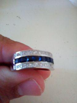 Silver Diamond Blue Elegant Ring Jewelry