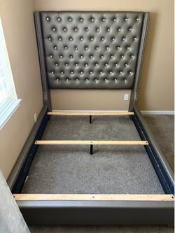 Queen size bed frame with base boards