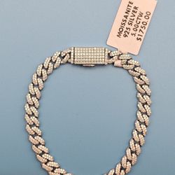 Moissanite Cuban Bracelet 7.5” • 925 Silver • Rhodium • 6MM