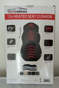HEATED CAR SEAT CUSHION 12v By AUTO-READY Adjustable Heat Setting NEW