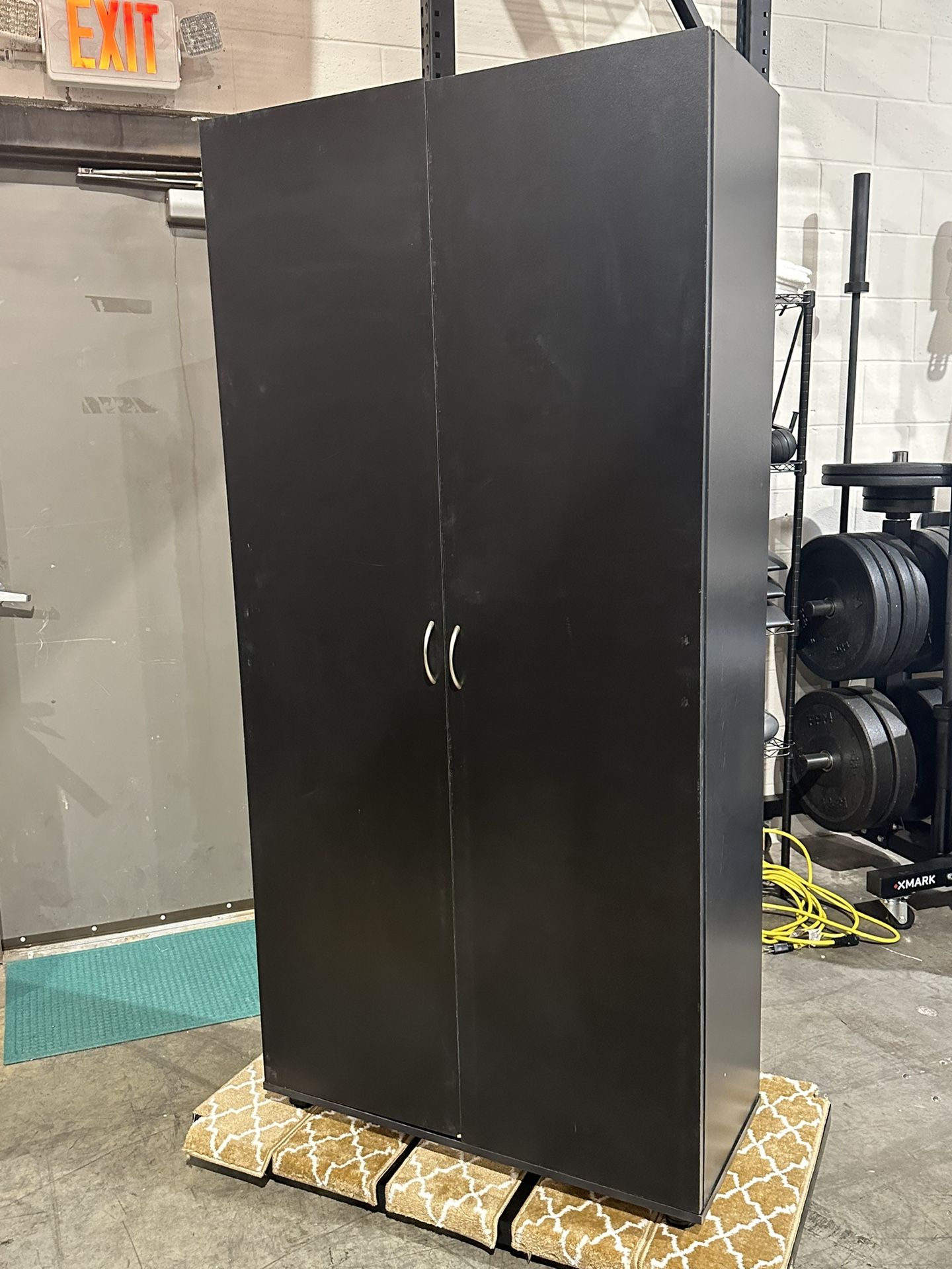 Wayfair Basics® Aaru 74" H x 36" W x 15" D Storage Cabinet. Newly assembled doors don’t open smoothly. Has some scuffs. Manufactured wood. MSRP $363.