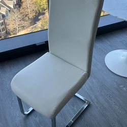 White Modern Dining Chairs – Chrome Base (#2)