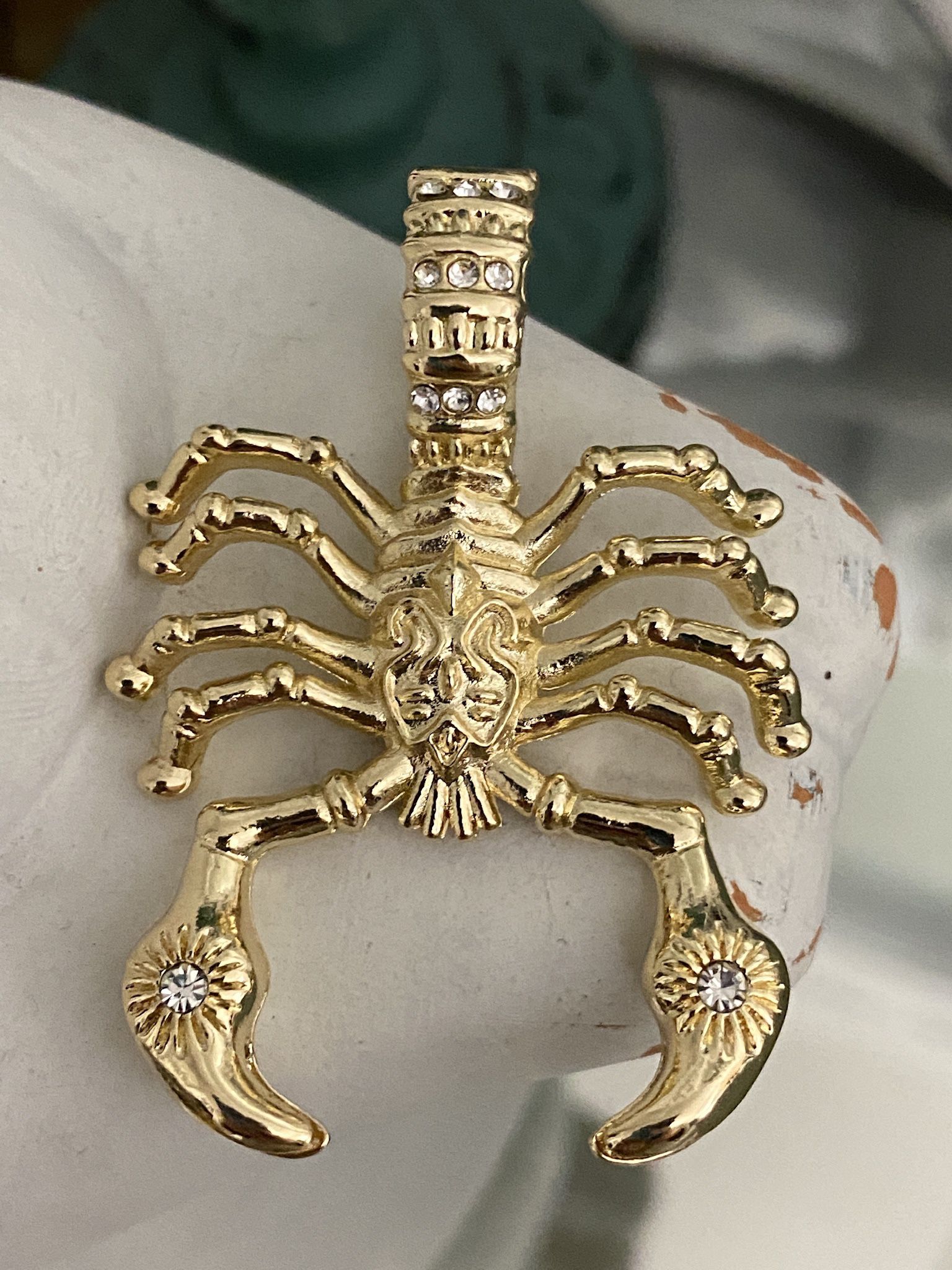 Scorpion Gold Plated Pendant With Clear CZ 