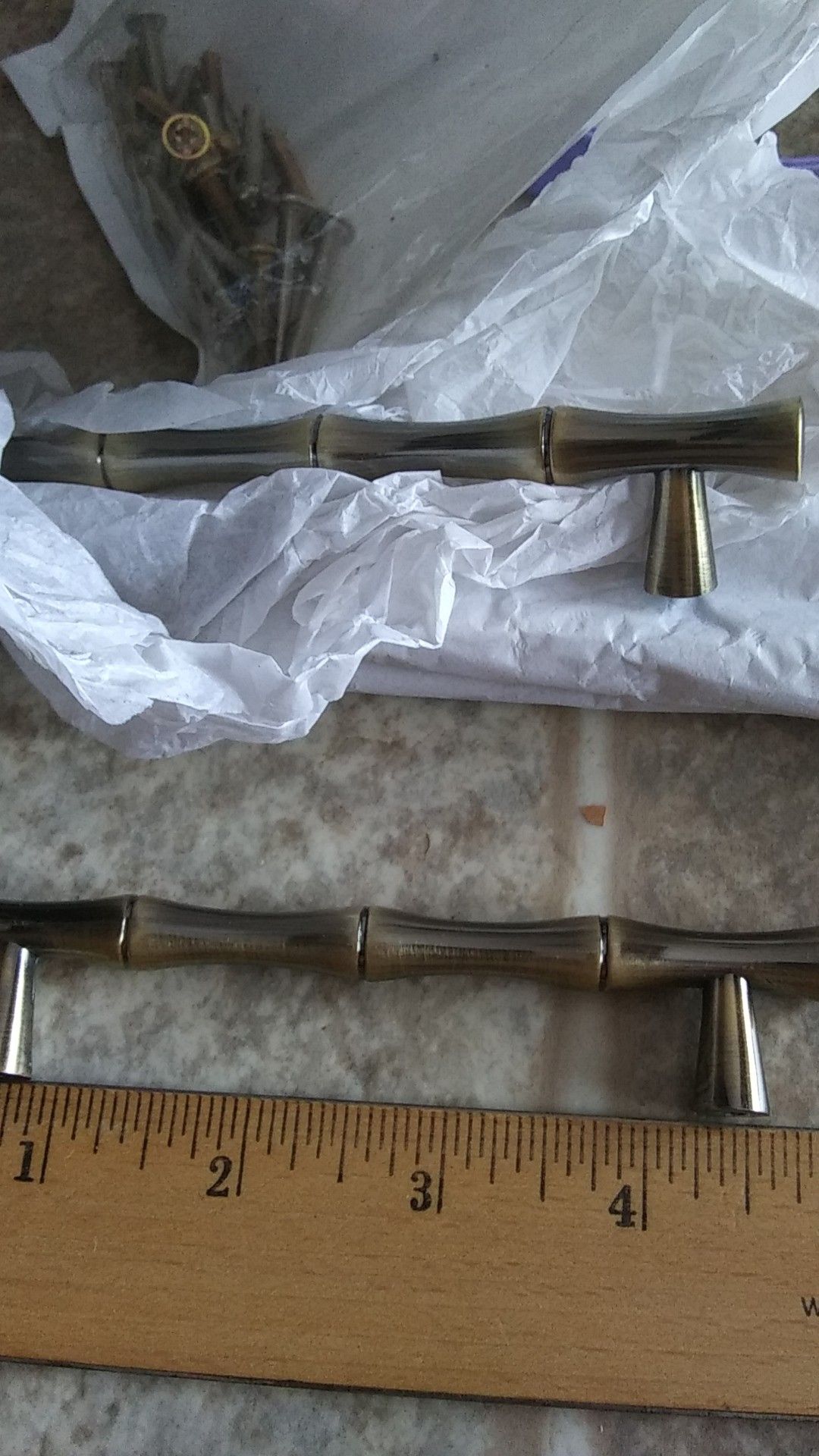 NEW SET 6 ANTIQUE FINISH BAMBOO DRAWER PULLS