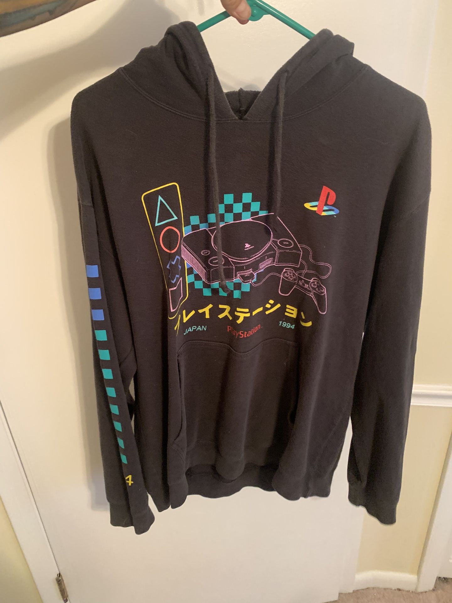 PlayStation Black XL Pullover Hoodie Video Game Sweater Retro 1994 Arcade Unisex