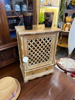 Vintage French Trellis Table Top Cabinet